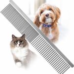 Jeffers Flat Back Pet Grooming Comb  Chrome Plated Steel Comb with Fine & Coarse Teeth for Dogs, Cats, Puppies  Detangling, Deshedding, Dematting Tool for Long or Short Hair - 7.5" L, 1" Teeth