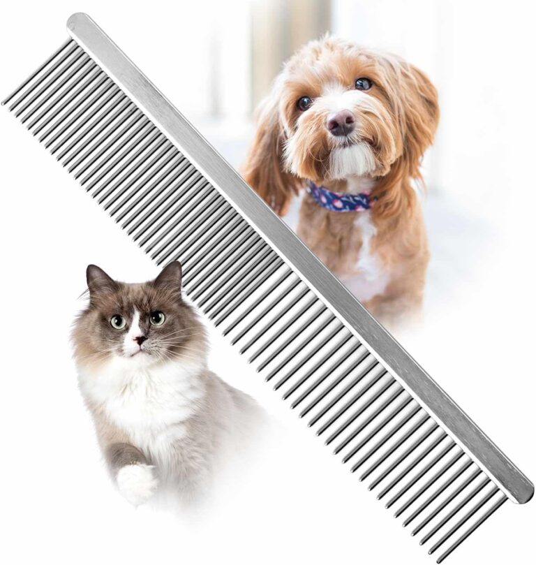 Jeffers Flat Back Pet Grooming Comb  Chrome Plated Steel Comb with Fine & Coarse Teeth for Dogs, Cats, Puppies  Detangling, Deshedding, Dematting Tool for Long or Short Hair - 7.5" L, 1" Teeth