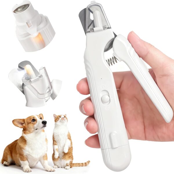 2 in 1 Dog Nail Clippers & Dog Nail Grinder for Large Medium Small Dogs Cats Claw Trimmer with 2 LED Lights & Splash Guard, Ultra-Quiet, USB Rechargeable Pet Claw Care Grooming