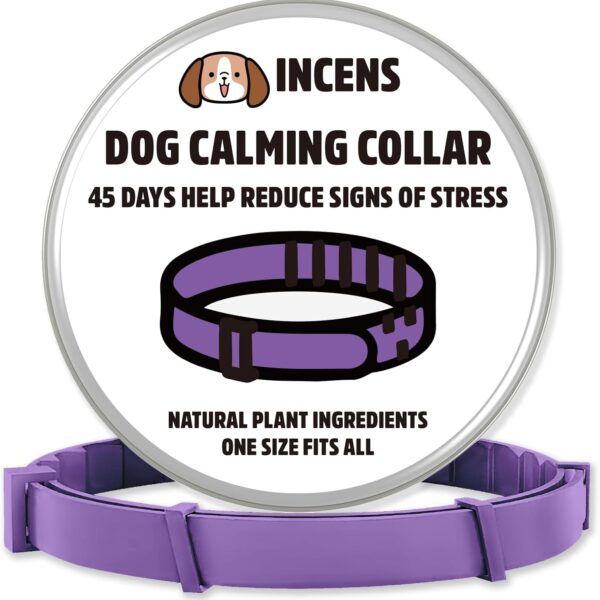 INCENS Calming Collar for Dogs, Designed to Alleviate Anxiety in Dogs, is Adjustable and Lasts for 45 Days. It is Suitable for Small and Large Dogs, and Comes in Purple - 1 Pcs