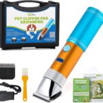 LuzRise Dog Clippers for Grooming Cordless 400W with Rechargeable 5h-Standby Battery, Low Noise < 50db, Heavy-Duty Pet Hair Shaver Kit, with 2 Sharp & Detachable Blades of 3MM&6MM, Blue