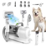 Moclever 7-in-1 Dog Grooming Vacuum Kit with 2.5L Dust Cup, 10000PA Suction, Low Noise, Hair Remover for Pet Shedding - Dog & Cat Grooming Supplies, Professional Pet Clipper & Shears