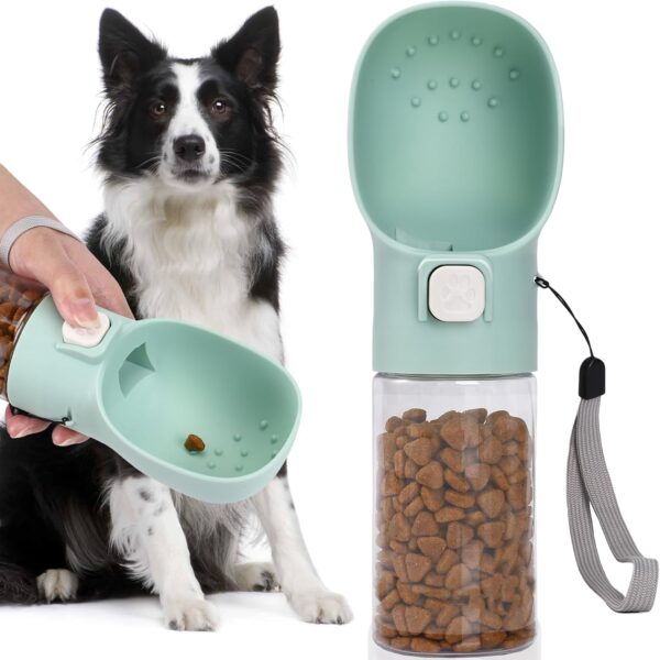 Colorday Handheld Dog Treat Dispenser Built-in Clicker & Treat Pouch, Hand Feeder for Puppy Training Walking Hiking Traveling (10 OZ, Green)