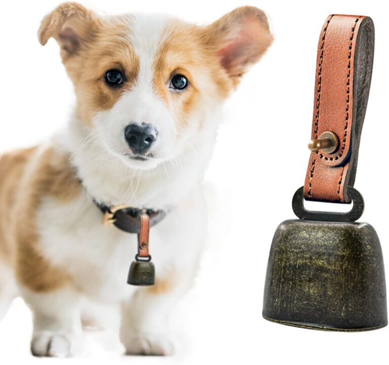 MrMrKura Dog Cats Collar Bell with PU Leather Button Strap, Bronze Pet Anti-Lost Bells Tracker Noise Maker for Pet Pendant Decorative Accessories