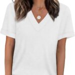 WIHOLL Womens Summer Tops Short Sleeve Basic Casual V Neck T Shirts Trendy Fashion 2026
