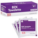 Benzalkonium BZK Wipes [Pack of 100]  5x7 Antiseptic Towelettes, First Aid Hand Wipes, Individually Wrapped for Skin Cleansing