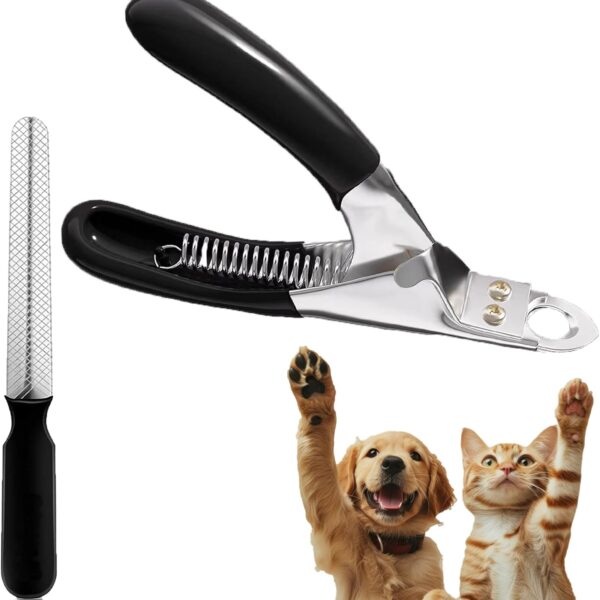 Dog Nail Clippers | Dog Nail Trimmer with Nail File and Safety Guard for Large Breed Dog | Injury-Free Grooming Tool for Pets (Black)