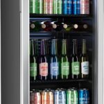hOmeLabs Beverage Refrigerator and Cooler - 120 Can Mini Fridge with Glass Door for Soda Beer or Wine - Small Drink Dispenser Machine for Office or Bar with Adjustable Removable Shelves