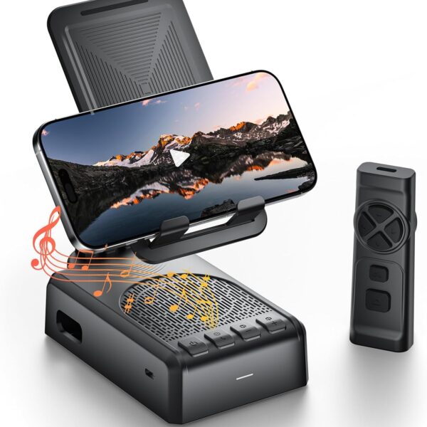 Birthday/ChristmasGifts for Men Women,Cell Phone Stand with Bluetooth Speaker and Remote Control(Video Control/Camera Control), Portable Bluetooth Speaker for Home and Outdoors, All Day Playtime