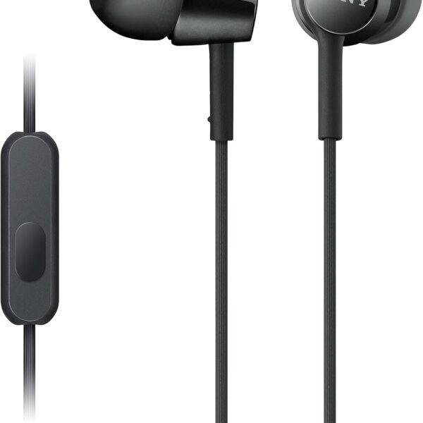 Sony MDREX155AP in-Ear Earbud Headphones/Headset with mic for Phone Call, Black (MDR-EX155AP/B)
