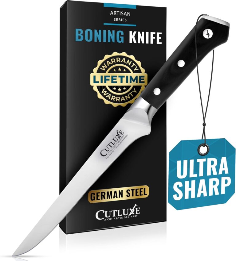 Cutluxe Boning Knife  6" Razor Sharp Fillet  High Carbon German Steel  Full Tang Ergonomic Handle Design, Grilling Gifts for Men  Artisan Series
