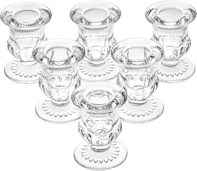 Glass Taper Candle Holders Set of 6 Clear Crystal Candle Holders for Candlesticks, Elegant Candlestick Holders for Table Centerpiece Wedding Party Christmas Thanksgiving Festival