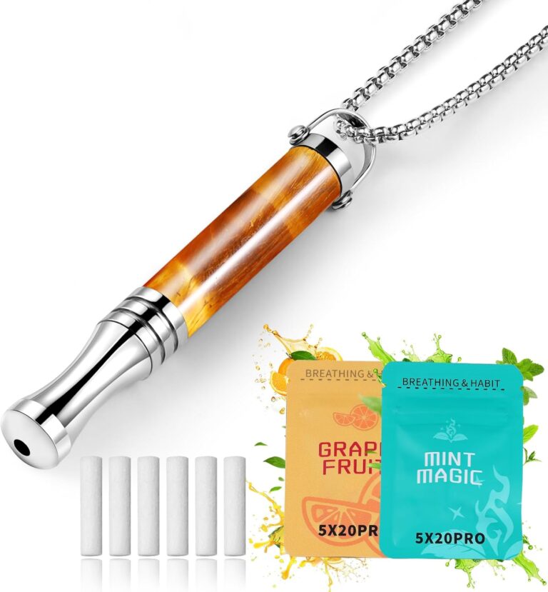 Breathing Necklace, Breathe Free Necklace for Stress Relief, Meditation & Relaxation, Anxiety Necklace Mindful Breathefree Calm Tool with Plant Cores, Natural Switch from Bad Habit