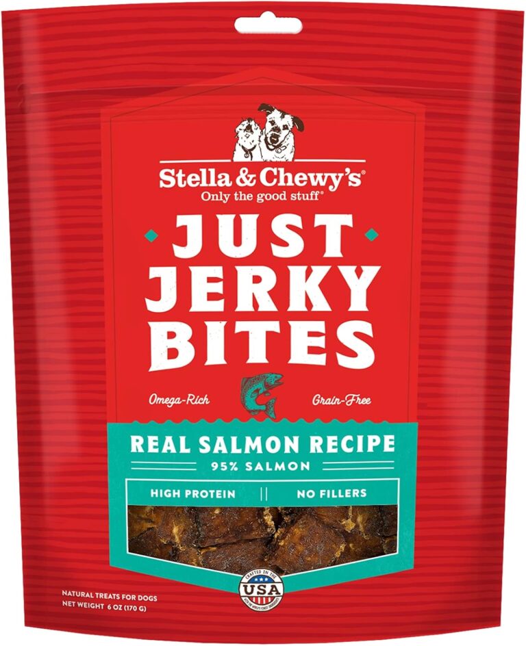 Stella & Chewy's Premium Salmon Jerky Dog Treats - 95% Real Fish Bites for Sensitive Stomachs - Natural Limited Ingredient Treats for Small and Large Dogs - No Grain, Wheat or Soy - 6 oz Bag