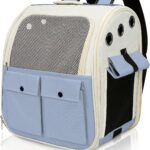 Airline Approved Cat Carrier Backpack - Ventilated Breathable Mesh for Small Dogs & Cats (15lbs), Soft Sided Dog Backpack for Hiking, Camping, Travel & Vet Visits with Padded Straps (Blue)