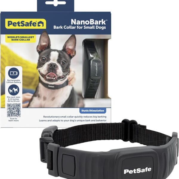 PetSafe NanoBark Collar - Long-Lasting Lightweight Mini Bark Deterrent Collar with Multiple Static Stimulation Levels - Customizable & Easy-to-Use - Waterproof & Rechargeable