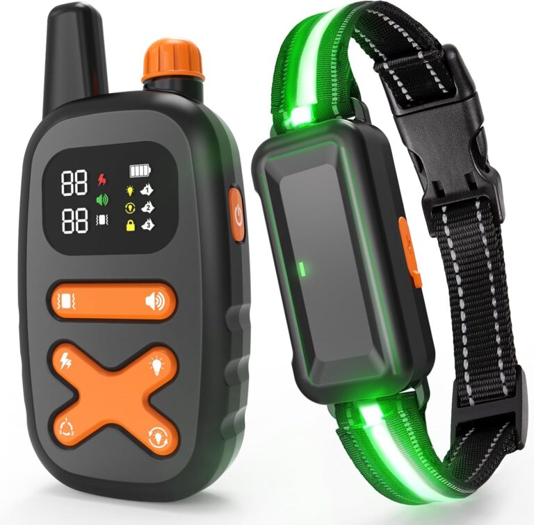 Dog Training Collar with Remote, LED Safety Light Strip, 3300FT Range, IP67 Waterproof, Beep/Vibrate/Shock, Rechargeable, Reflective Strap for Small Medium Large Dogs