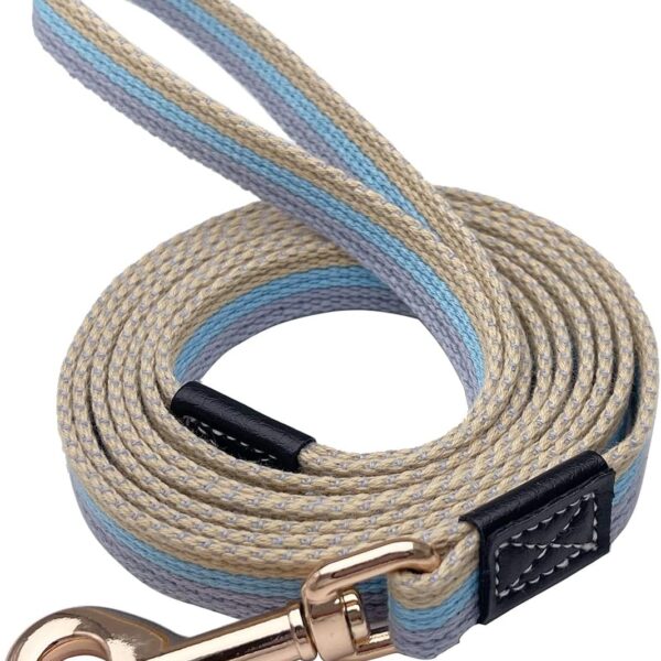 Soft Cotton Web Dog Leash Basic Training Walking Lead, 15FT Long, 0.6 Inch Wide Blue