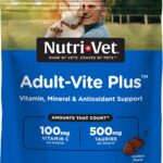 Nutri-Vet Adult-Vite Plus Dog Multivitamin Soft Chews, Daily Dog Supplement with Vitamins Minerals and Antioxidants, Supports Skin, Immune, Joint, and Gut Health, Tasty Chicken Flavor, 70 Count