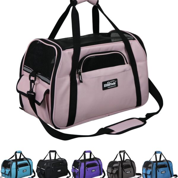 EliteField Soft Sided Pet Carrier (3 Year Warranty, Airline Approved), Multiple Sizes and Colors Available (Large: 19" L x 10" W x 13" H, Pink)