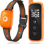Dog Shock Collar - Rechargeable Dog Training Collar with Remote for Small Medium Large Dogs, IP68 Waterproof 2600FT Electric Collar with Beep, Vibration, Shock, Security Lock (Orange)