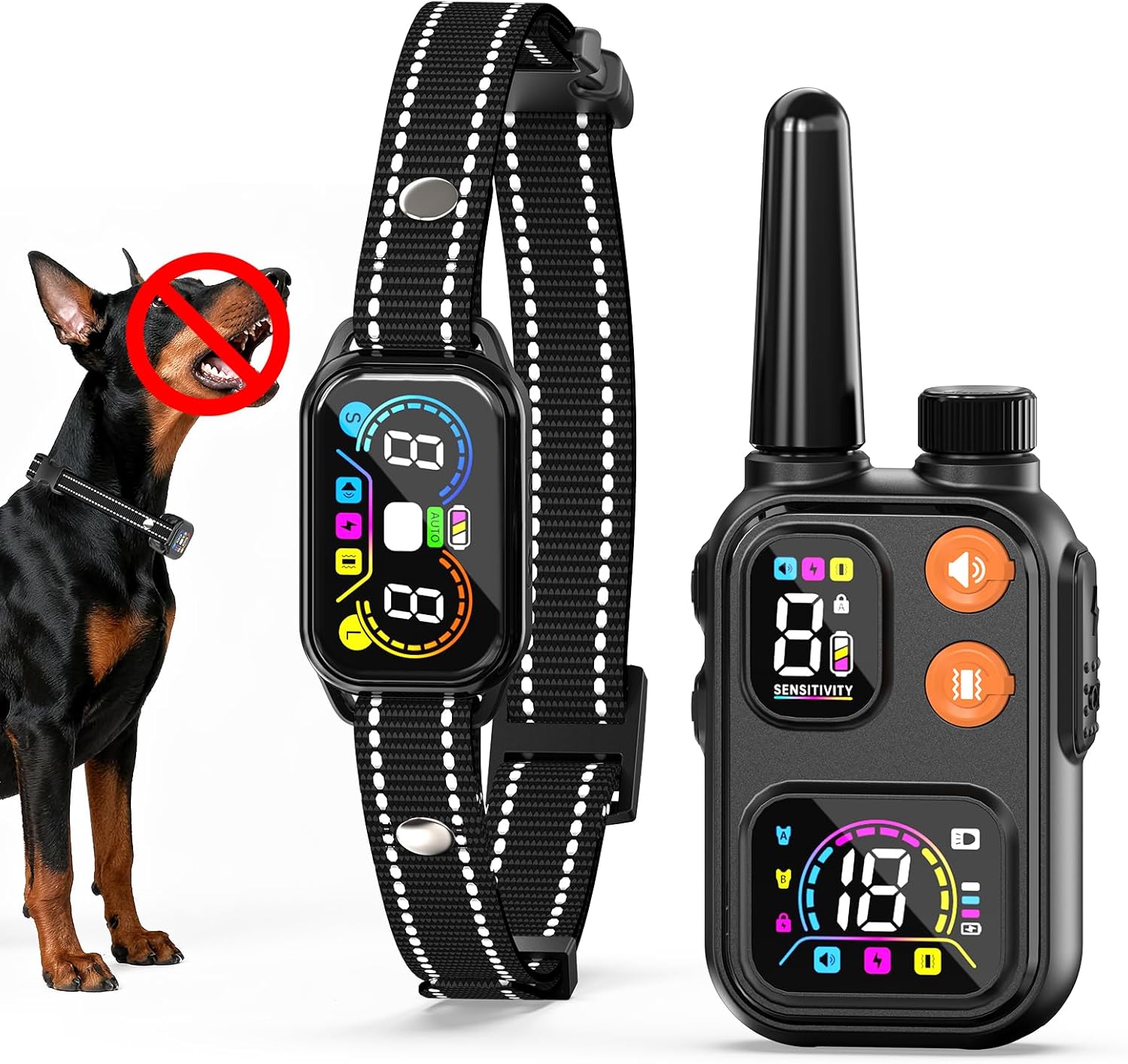 2 in 1 Dog Shock & Bark Collar - 4500FT Remote Collar with Voiceprint Recognition, Beep/Vibration/Shock Modes, 8 Sensitivity Levels, IP67 Waterproof, Portable Training Collar for 5-120lbs Dogs 2 in 1 Dog Shock & Bark Collar - 4500FT Remote Collar with Voiceprint Recognition, Beep/Vibration/Shock Modes, 8 Sensitivity Levels, IP67 Waterproof, Portable Training Collar for 5-120lbs Dogs