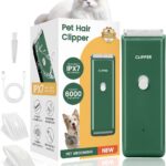 Marvljojo Upgrade Home Professional Dog Grooming Kit Clipper for Matted&Long Hair, Cordless Pet Shaver Low Noise USB Rechargeable for Cats, Small&Medium Dogs, Handy Pet Hair Grooming Trimmer, Green