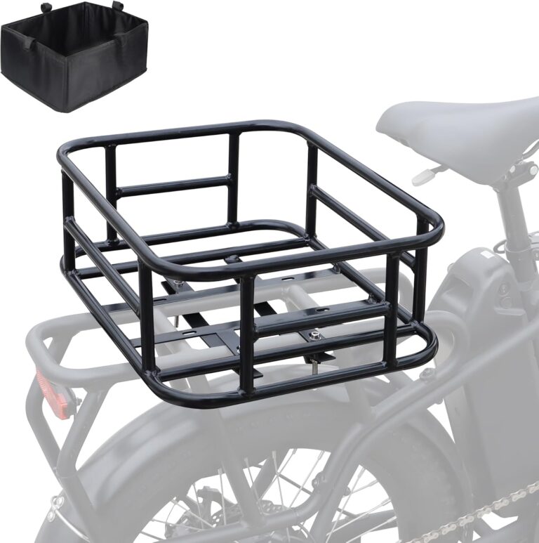 FOMAS Rear Bike Basket Steel Basket Large Capacity Rear Bike Rack Basket with Installation Tools for Storage Universal Fit Rear Rack