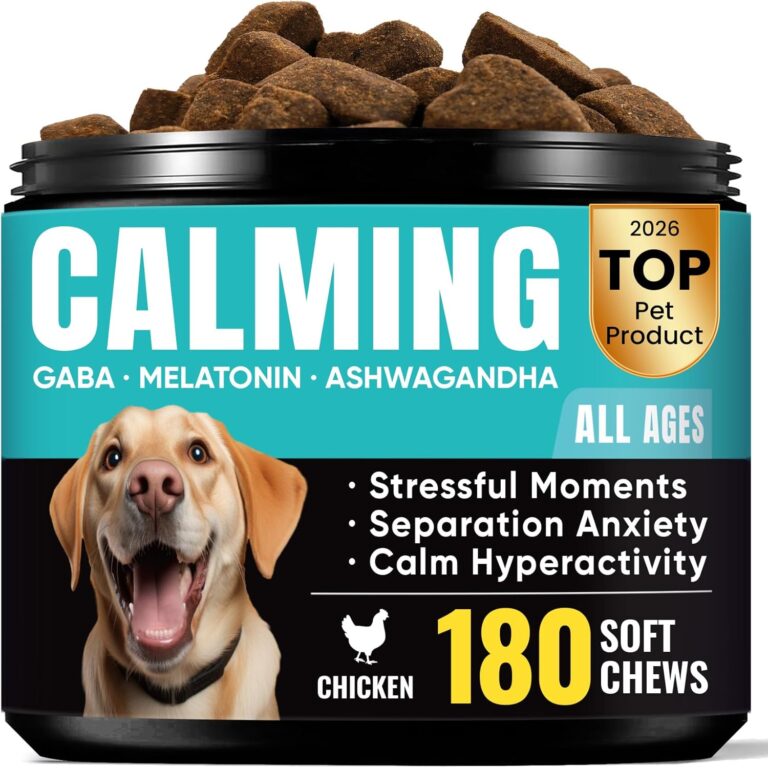 Calming Chews for Dogs  GABA & Melatonin for Fast-Acting Relief  Long-Lasting Support with Ashwagandha  Stress & Anxiety Relief Treats for Dogs  Thunder, Separation, Travel & Fireworks  180 Chews