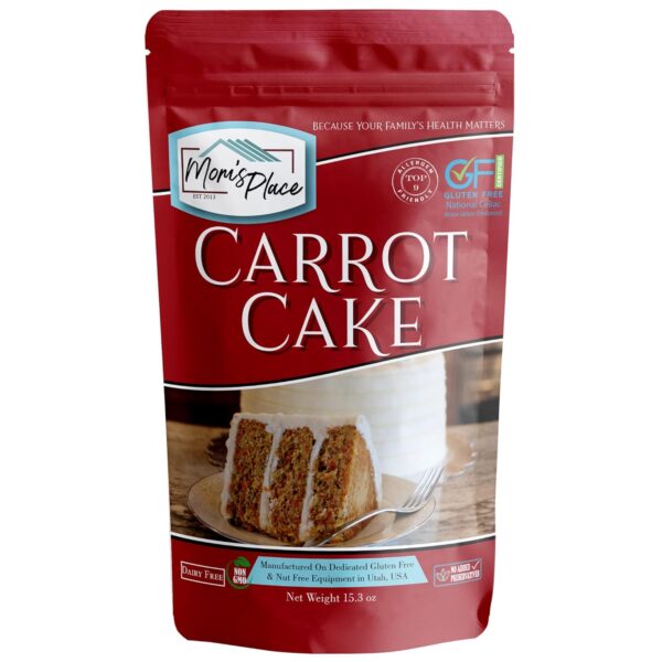 Mom's Place Gluten-Free Carrot Cake Mix  Moist, Spiced, and Dairy-Free  Allergen-Friendly, Non-GMO, Easy to Prepare 15.3 Oz