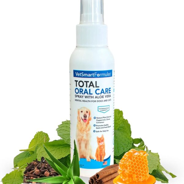 Dog Breath Freshener: Eliminate Bad Breath and Prevent Oral Disease in Dogs and Cats - Teeth Cleaning Spray with Aloe Vera - Plaque and Tartar Remover, Oral Hygiene for Pets (Pack of 1)
