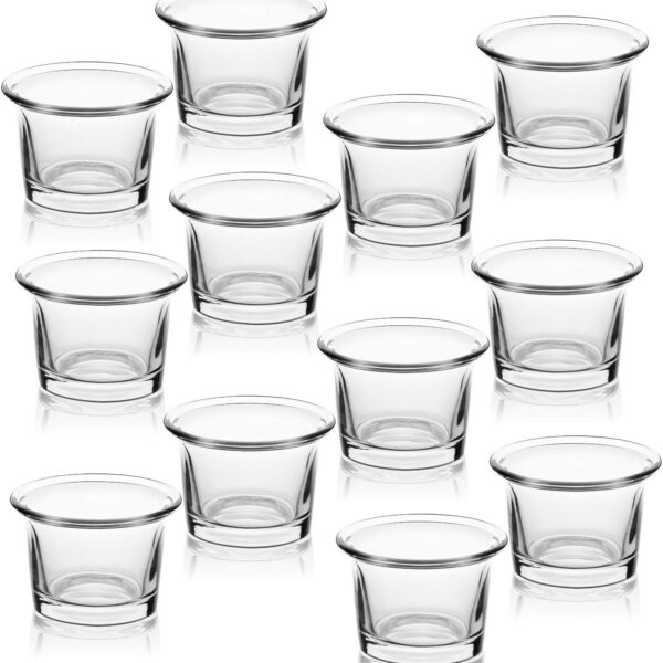 Letine Tealight Candle Holder Set of 12- Clear Glass Votive Candle Holders Bulk for Christmas Decorations, Wedding, Party & Home Decor