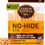 Earth Animal No Hide Stix - Long Lasting Rawhide Free Small Dog Chews Sticks, Chicken - 10 Count