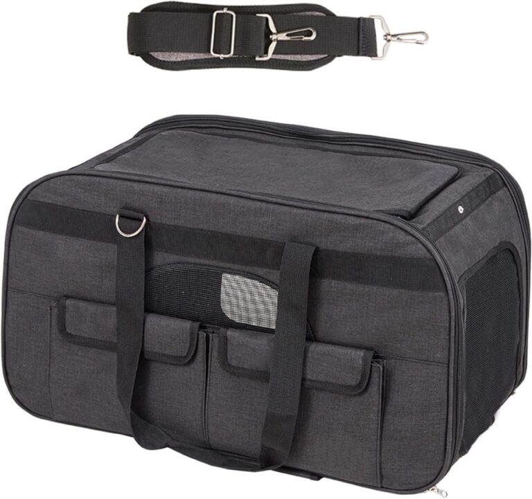 Happybuy Cat Carrier with Wheels, Rolling Pet Carrier with Telescopic Handle and Shoulder Strap, Dog Carrier for Pets up to 35 lbs, Includes Folding Bowl, Black