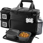 Mobile Dog Gear, Week Away Dog Travel Bag for Small Dogs, Includes Lined Food Carriers and 2 Collapsible Dog Bowl, Black, Meets Airline Requirements