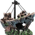 Raeasily Fish Tank Decoration Aquarium Accessories,Shipwreck Decor,Resin Material Sunken Ship Decorations for Fish Favors, Multi, 10 * 10