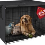Explore Land Dog Crate Cover Heavy Duty Polyester Pet Kennel Sunshade Universal Fit for 36 inches Wire Cage (Black)