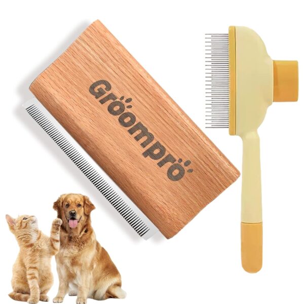 Groompro Deshedding Brush, Dog Brush for Shedding, Zen Brush for Cats,Cat Brushes Dog Brus Pet Hair Removal Tool, Painlessly Remove for Short & Long Hair(L(5.3 inch))