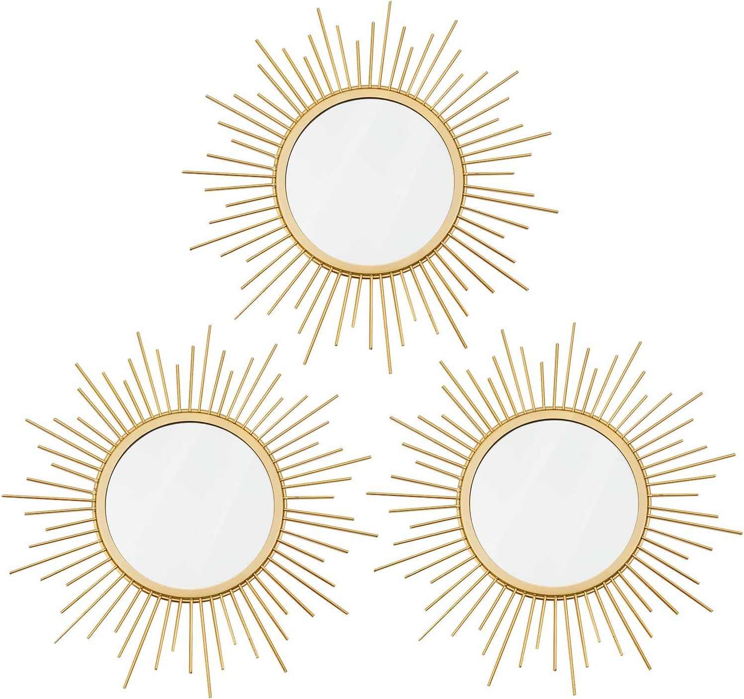3 Pack Metal Mirrors for Wall Sunburst Wall Mirrors Home Dcor Decorative Hanging Wall Art for Living Room Bedroom Entryway (Gold, Sunburst) 3 Pack Metal Mirrors for Wall Sunburst Wall Mirrors Home Dcor Decorative Hanging Wall Art for Living Room Bedroom Entryway (Gold, Sunburst)
