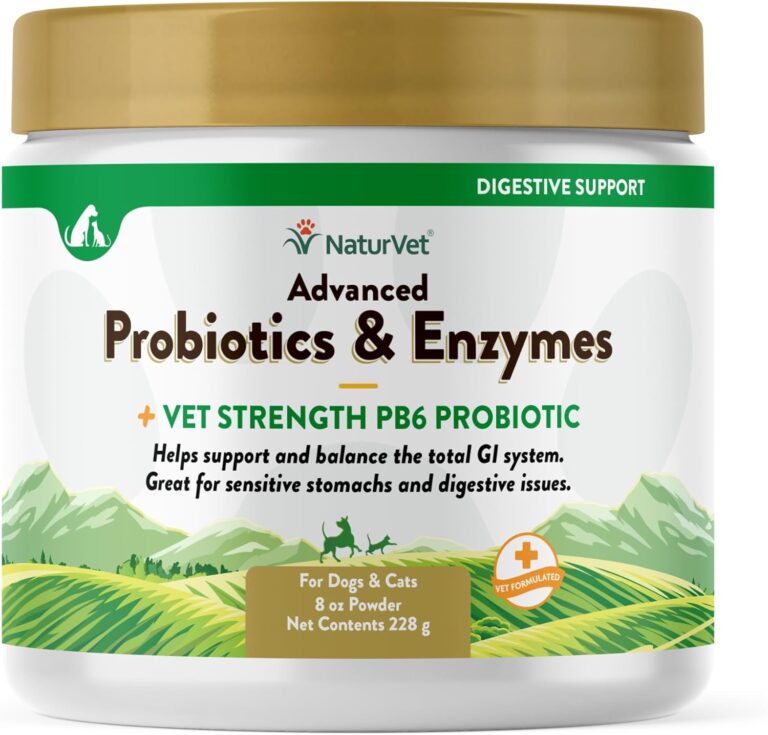 NaturVet  Advanced Probiotics & Enzymes - Plus Vet Strength PB6 Probiotic | Supports and Balances Pets with Sensitive Stomachs & Digestive Issues | for Dogs & Cats (8 oz)