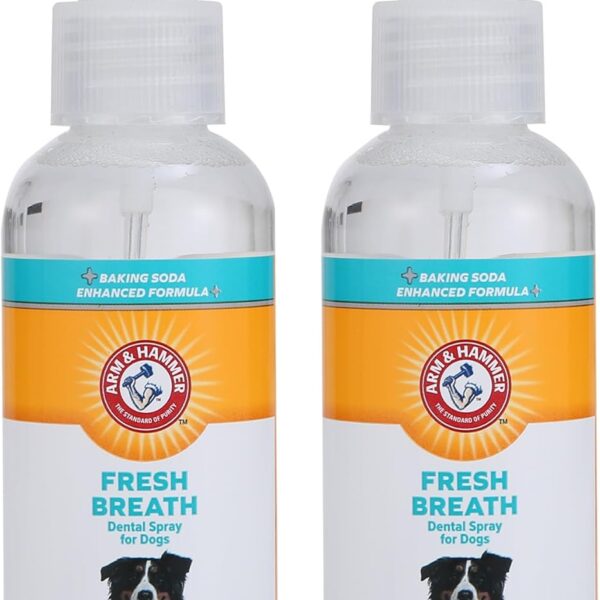 Arm & Hammer for Pets Dog Oral Care Spray - Fresh Breath & Teeth Cleaning Spray - Pet Breath Freshener - Reduce Plaque & Tartar - Healthy Mouth Hygiene Solution for Dogs - Mint Flavor, 4 Oz - 2 Pack