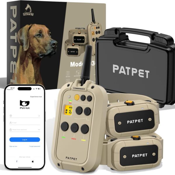 Dog Training Collar 2 Dogs with APP Control - 1/2 Mile Range E Collar for Dogs, Bluetooth-Enabled Waterproof Electric Collar for Large Dogs (15-140 lbs)