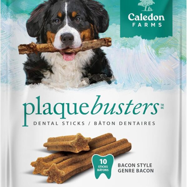 Caledon Farms Plaque Busters with Bacon Dog Treats: Grain Free, Gluten Free, No Additives, Colors or Preservatives, Brown 8 Count (Pack of 1)