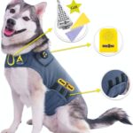CozyVest Dog Anxiety Vest 3-in-1 Music & Aromatherapy Shirt, Relaxing Sound & Essential Oils Jacket, Fireworks Thunder Separation & Thunderstorm Canine Stress Relief Coat (Gray, Large [41-64 Lbs])