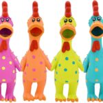 Multipet Polka Dot Globken Chicken Latex Dog Toy - Squeaky Toy for All Dogs - Easy-to-Clean Squeaky Toys - Latex Dog Toys for Playing (1 Count, 11.5, Random Color Surprise)