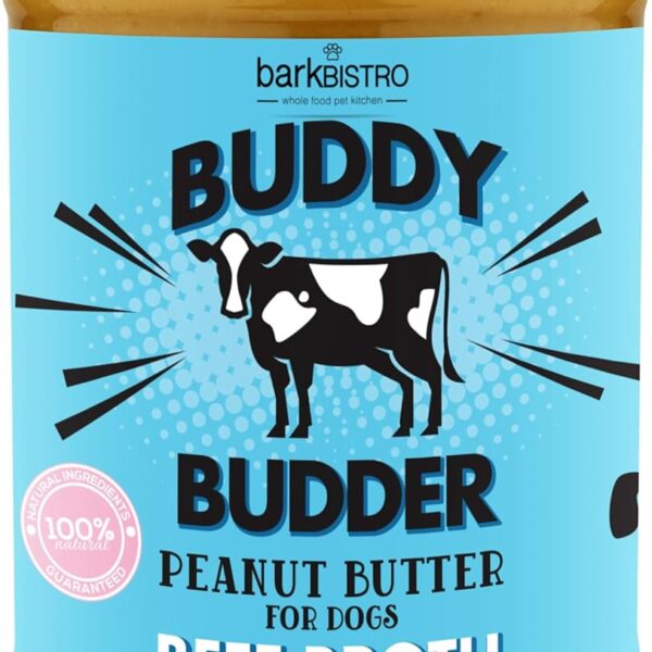 BUDDY BUDDER Beef Broth, 100% Natural Dog Peanut Butter, Peanut Butter Treat, Made in USA (17oz)