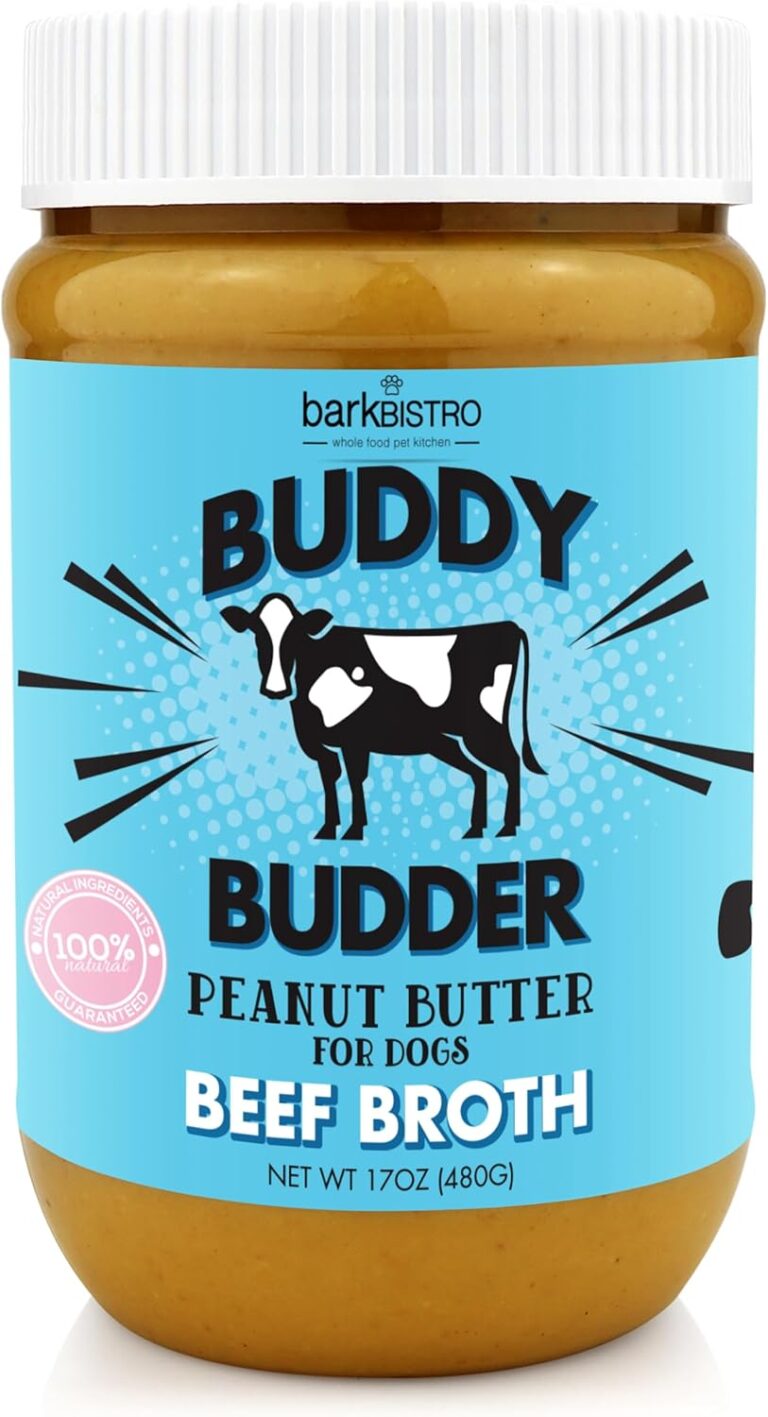 BUDDY BUDDER Beef Broth, 100% Natural Dog Peanut Butter, Peanut Butter Treat, Made in USA (17oz)