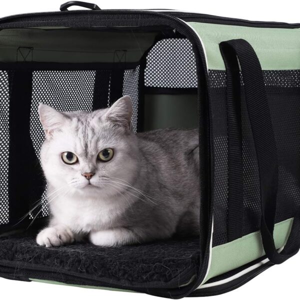 petisfam Easy Load Pet Carrier for Large, Medium Cats, 2 Cats and Small Dogs with Comfy Bed. Easy to Get Cat in, Escape Proof, Easy Storage, Washable, Safe and Comfortable for Vet Visit and Car Ride