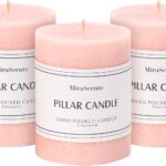 3x4 inch Pink Pillar Candles Set of 3, Unscented Pillar Candle, Dripless and Smokeless Large Candles, Candle for Home Decor, Dinner Table,Weddings, Holidays