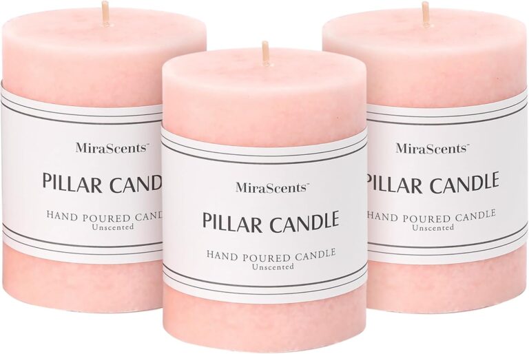 3x4 inch Pink Pillar Candles Set of 3, Unscented Pillar Candle, Dripless and Smokeless Large Candles, Candle for Home Decor, Dinner Table,Weddings, Holidays